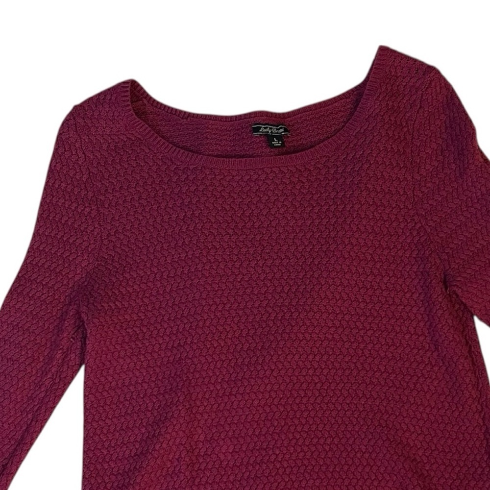 Lucky Brand Burgundy Lace Hem Sweater - Picture 2 of 5